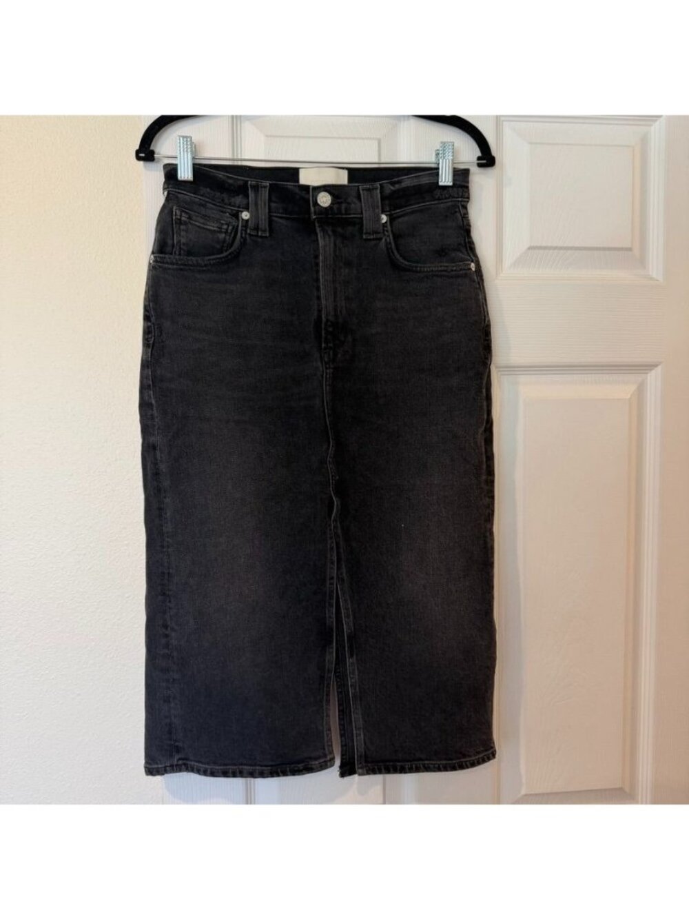 Citizens Of Humanity Dark Gray Cotton Denim Jean Midi Skirt Size 25 NWOT